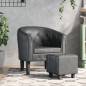vidaXL Sillón con taburete cuero sintético gris vidaXL Sillón con taburete cuero sintético gris