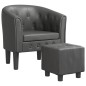 vidaXL Sillón con taburete cuero sintético gris vidaXL Sillón con taburete cuero sintético gris