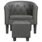 vidaXL Sillón con taburete cuero sintético gris vidaXL Sillón con taburete cuero sintético gris