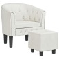 vidaXL Sillón con taburete cuero sintético blanco vidaXL Sillón con taburete cuero sintético blanco