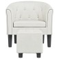 vidaXL Sillón con taburete cuero sintético blanco vidaXL Sillón con taburete cuero sintético blanco