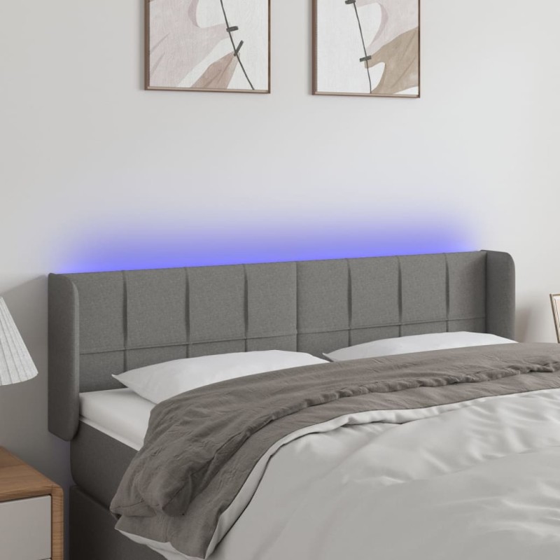 vidaXL Cabecero con LED de tela gris oscuro 147x16x78/88 cm vidaXL Cabecero con LED de tela gris oscuro 147x16x78/88 cm