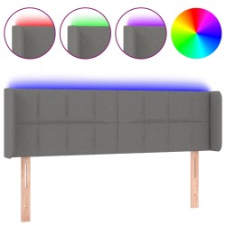 vidaXL Cabecero con LED de tela gris oscuro 147x16x78/88 cm