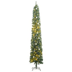 vidaXL Árbol de Navidad estrecho con 300 LED y bolas 300 cm