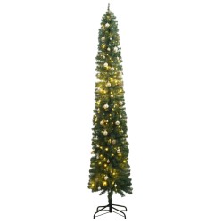 vidaXL Árbol de Navidad estrecho con 300 LED y bolas 270 cm