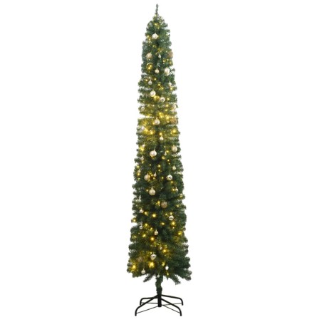 vidaXL Árbol de Navidad estrecho con 300 LED y bolas 270 cm