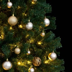 vidaXL Árbol de Navidad artificial con bisagras 150 LED y bolas 150 cm  