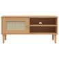 vidaXL Mueble de TV SENJA aspecto ratán madera pino marrón 106x40x49cm