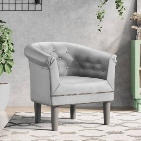 vidaXL Sillón de cuero sintético plateado