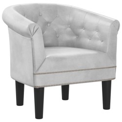 vidaXL Sillón de cuero sintético plateado