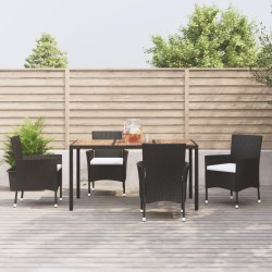 vidaXL Set de muebles jardín 5 pzas con cojines ratán sintético negro