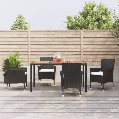 vidaXL Set de muebles jardín 5 pzas con cojines ratán sintético negro