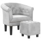 vidaXL Sillón con taburete cuero sintético plateado vidaXL Sillón con taburete cuero sintético plateado