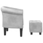 vidaXL Sillón con taburete cuero sintético plateado vidaXL Sillón con taburete cuero sintético plateado