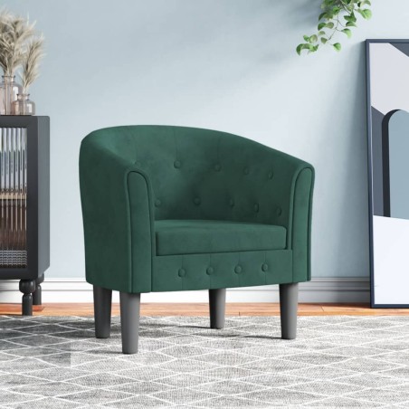 vidaXL Sillón de terciopelo verde oscuro