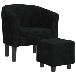 vidaXL Sillón con taburete terciopelo negro