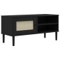 vidaXL Mueble de TV SENJA aspecto ratán madera pino negro 106x40x49 cm