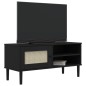 vidaXL Mueble de TV SENJA aspecto ratán madera pino negro 106x40x49 cm