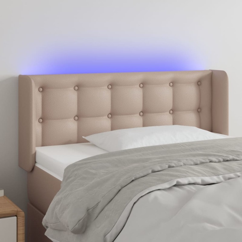 vidaXL Cabecero con LED cuero sintético color capuchino 83x16x78/88 cm vidaXL Cabecero con LED cuero sintético color capuchino 83x16x78/88 cm