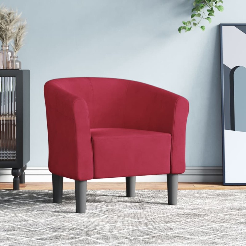 vidaXL Sillón de terciopelo rojo tinto vidaXL Sillón de terciopelo rojo tinto