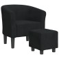 vidaXL Sillón con taburete terciopelo negro vidaXL Sillón con taburete terciopelo negro