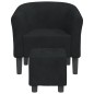 vidaXL Sillón con taburete terciopelo negro vidaXL Sillón con taburete terciopelo negro