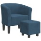 vidaXL Sillón con taburete terciopelo azul oscuro vidaXL Sillón con taburete terciopelo azul oscuro