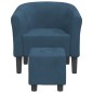 vidaXL Sillón con taburete terciopelo azul oscuro vidaXL Sillón con taburete terciopelo azul oscuro