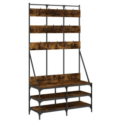 vidaXL Perchero con zapatero roble ahumado 100x40x184 cm