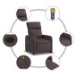 vidaXL Sillón de masaje reclinable de tela marrón oscuro vidaXL Sillón de masaje reclinable de tela marrón oscuro
