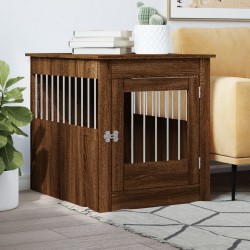 vidaXL Jaula para perros madera ingeniería roble marrón 64,5x80x71 cm