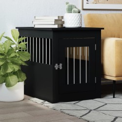 vidaXL Jaula para perros madera de ingeniería negro 55x75x65 cm