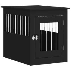 vidaXL Jaula para perros madera de ingeniería negro 55x75x65 cm