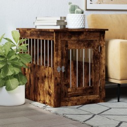 vidaXL Jaula para perros madera ingeniería roble ahumado 55x75x65 cm