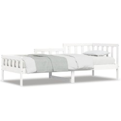 vidaXL Sofá cama madera maciza de pino blanco 90x200 cm