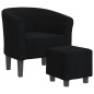 vidaXL Sillón con taburete tela negra vidaXL Sillón con taburete tela negra
