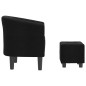vidaXL Sillón con taburete tela negra vidaXL Sillón con taburete tela negra