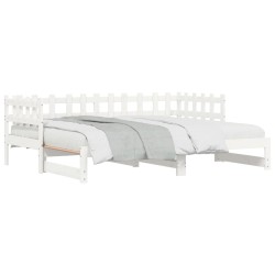 vidaXL Sofá cama extraíble madera maciza de pino blanco 2x(90x190) cm