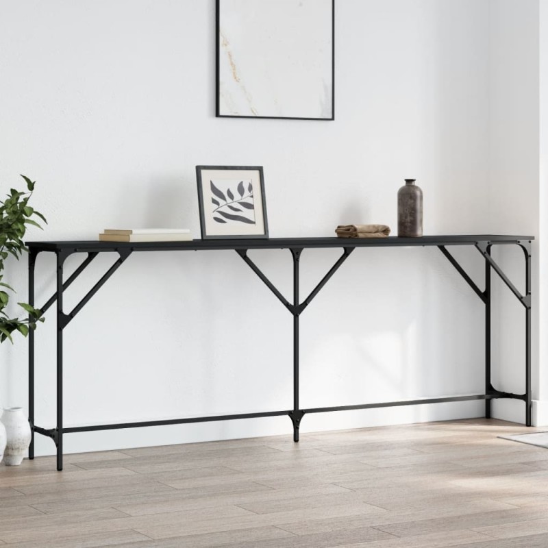 vidaXL Mesa consola madera de ingeniería negra 200x29x75 cm vidaXL Mesa consola madera de ingeniería negra 200x29x75 cm