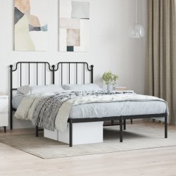 vidaXL Estructura de cama con cabecero metal negro 135x190 cm
