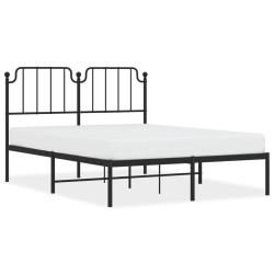 vidaXL Estructura de cama con cabecero metal negro 135x190 cm