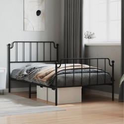 vidaXL Estructura de cama con cabecero y estribo metal negro 107x203cm
