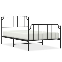 vidaXL Estructura de cama con cabecero y estribo metal negro 107x203cm