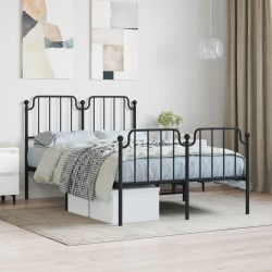vidaXL Estructura de cama con cabecero y estribo metal negro 120x200cm