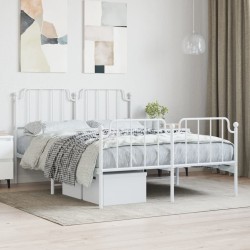 vidaXL Estructura cama metal con cabecero y estribo blanco 140x200 cm