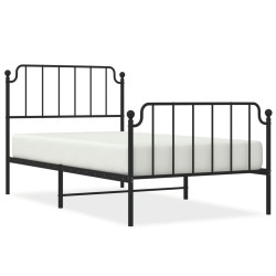 vidaXL Estructura de cama con cabecero y estribo metal negro 100x190cm