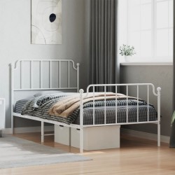vidaXL Estructura cama metal cabecero y pie de cama blanca 100x190 cm