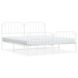 vidaXL Estructura cama metal con cabecero y estribo blanco 160x200 cm