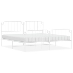 vidaXL Estructura cama metal con cabecero y pie cama blanco 193x203 cm