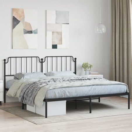vidaXL Estructura de cama con cabecero metal negro 160x200 cm